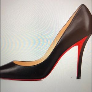 Christian Louboutin Black Aposthrophy pump. Already resoled. Sexy V side heel.